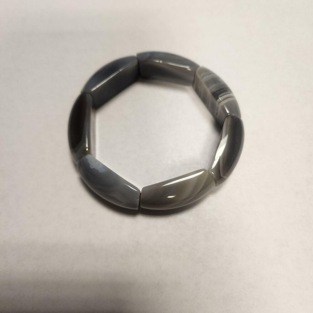 Chunky gray and black stretchy bracelet heavy may be resin jb